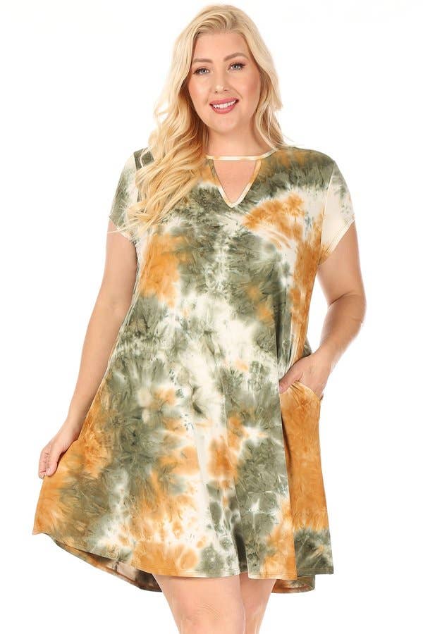 VIBE Apparel Co – wholesale Klänning - Dam – Plus slips färgämne nyckelhål sväng klänning13