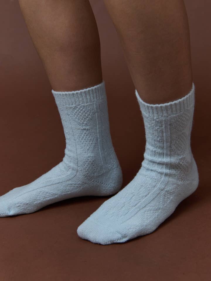 Angels Whisper Accessories - Wholesale Socks – Women's - Fisherman Wool Crew Socks in Blue2