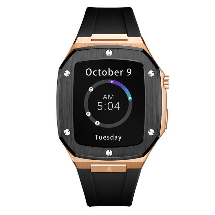custodia per smartwatch in gomma oro rosa/nero per la vendita all'ingrosso da parte di ASOROCK WATCHES â„¢