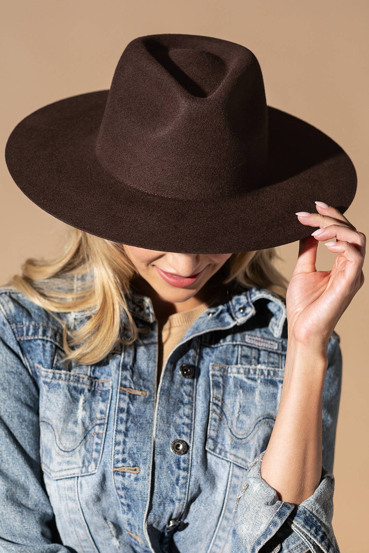 Urbanista – Großhandel Fedora-Hut – Damen – 100 % australischer Woll-Panama-Hut mit Tropfen-Krone und steifer Krempe – Ruggine24