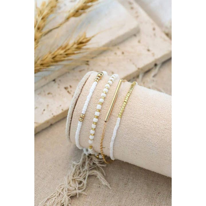 Or Ensemble de Bracelets Fins à Perles Multiples LDC en vente sur Faire2