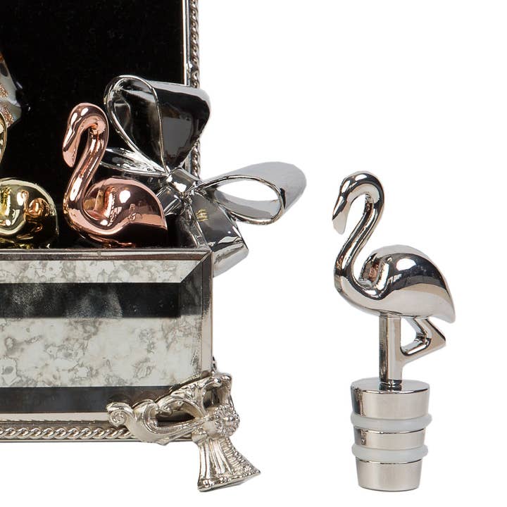 VINOLEM - Wholesale Wine Stopper - Ludi-Vin Silver Flamingo Stopper3