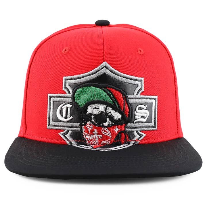 Trendy Apparel Shop - Venta al por mayor Gorra snapback - Hombre - Gorra Snapback con diseño de calavera chicana y pico plano bordado7