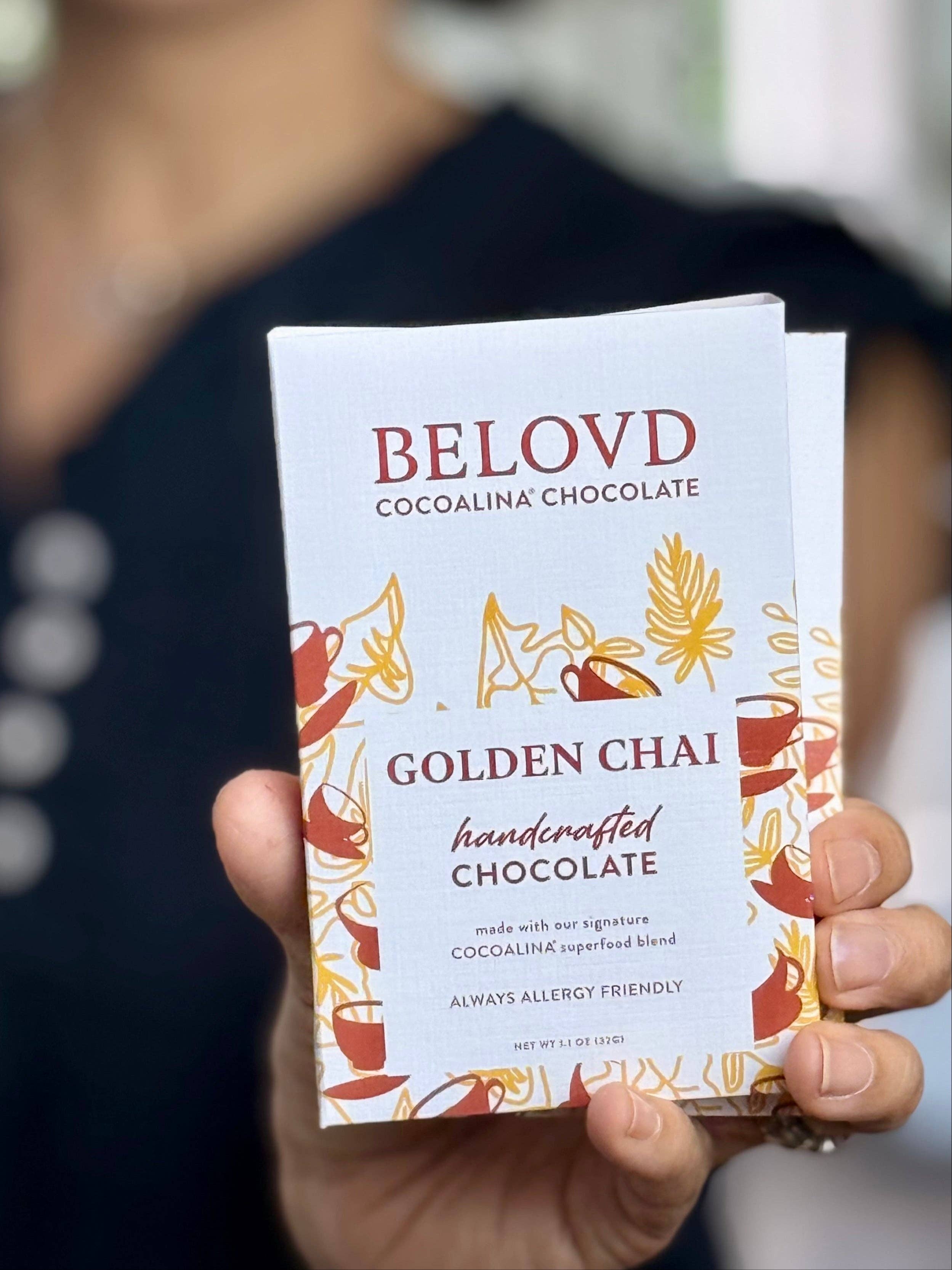 BELOVD chocolate - Wholesale Chocolate Bar - Golden Chai Cocoalina vegan, dark Chocolate Bar2