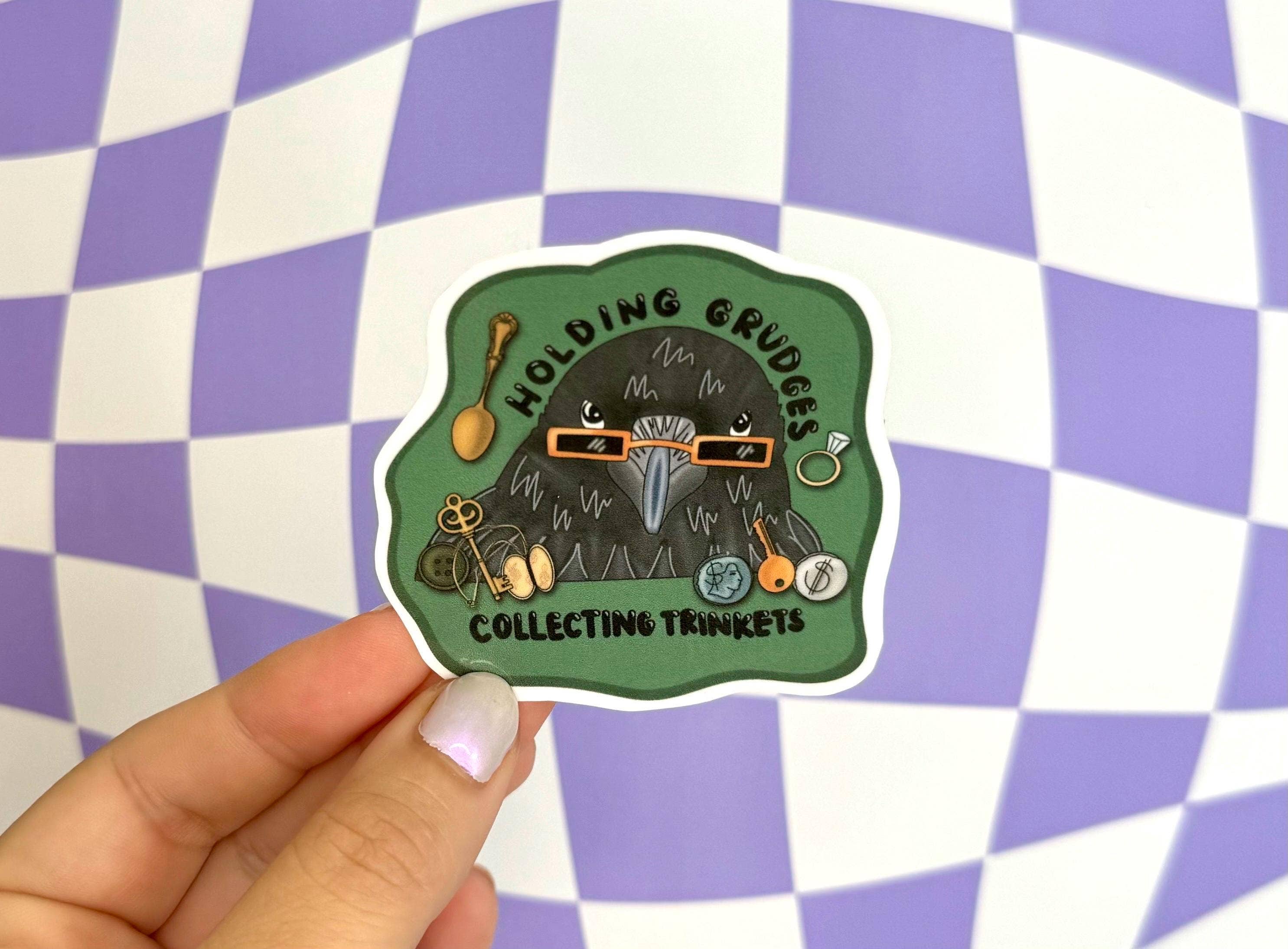 Ordinary Joy Studio - Wholesale Sticker - Holding Grudges Collecting Trinkets Crow Sticker0
