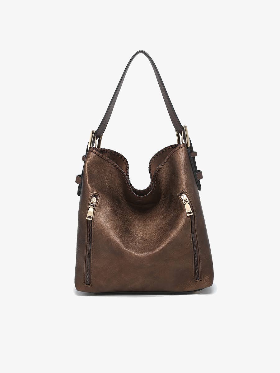 Jen & Co. - Wholesale Schoudertas - Dames - Jen & Co. M1816A Alexa 2-in-1 hobo tas met dubbele ritssluitingen9