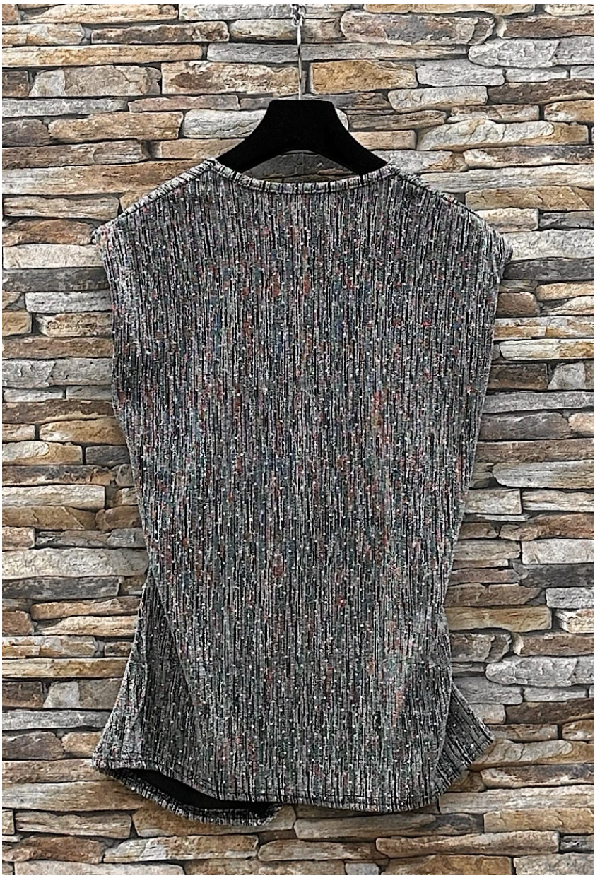 LOOWIE - Wholesale Blouse - Women's - ELBLSMP Italian Silver Metallic Pleated Wrap Blouse LOOWIE2