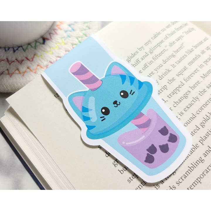 Boba Cat Cup Magnetic Bookmark for wholesale by FunUsual Suspects