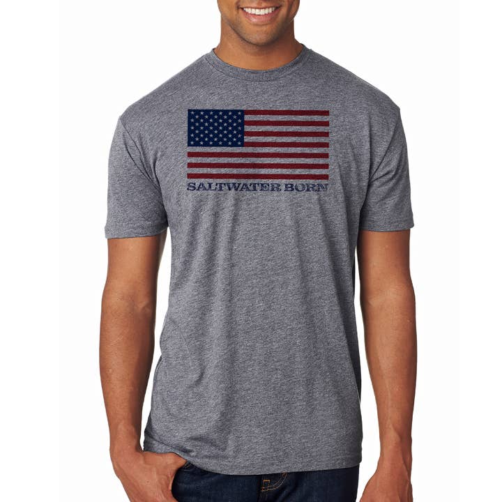 Clean American Flag Soft Tee for wholesale by Saltwater Born