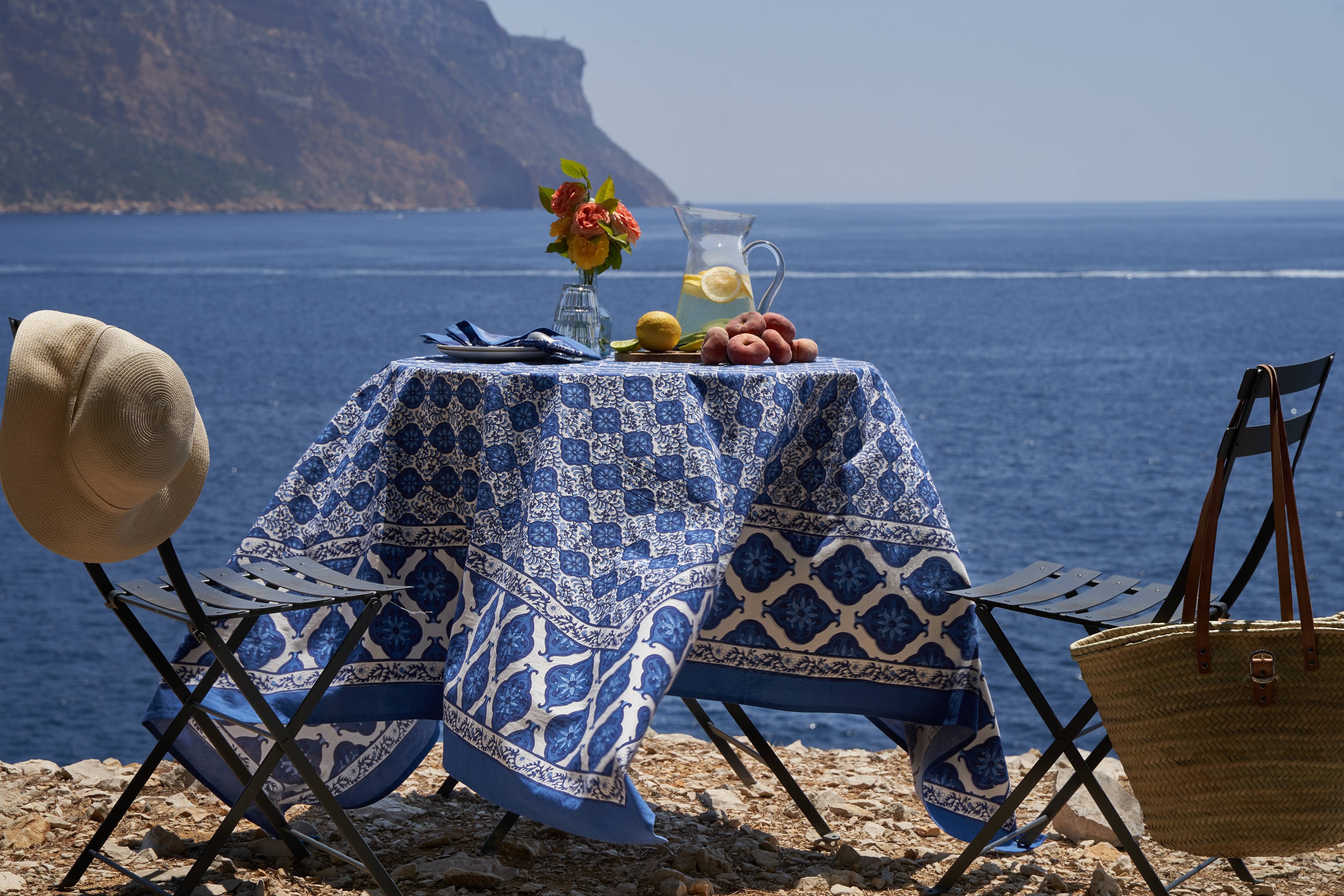 Caravan Home - Wholesale Tablecloth - Azulejo Blue Tablecloth8