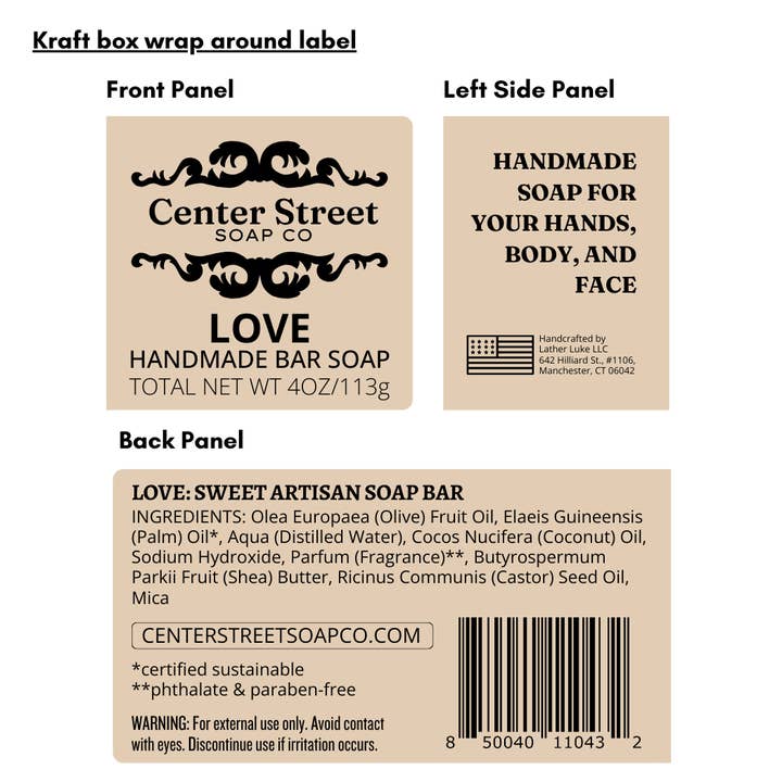 Center Street Soap Co - Wholesale Bar Soap - Love Rainbow Pride Handmade Bar Soap - 4oz4