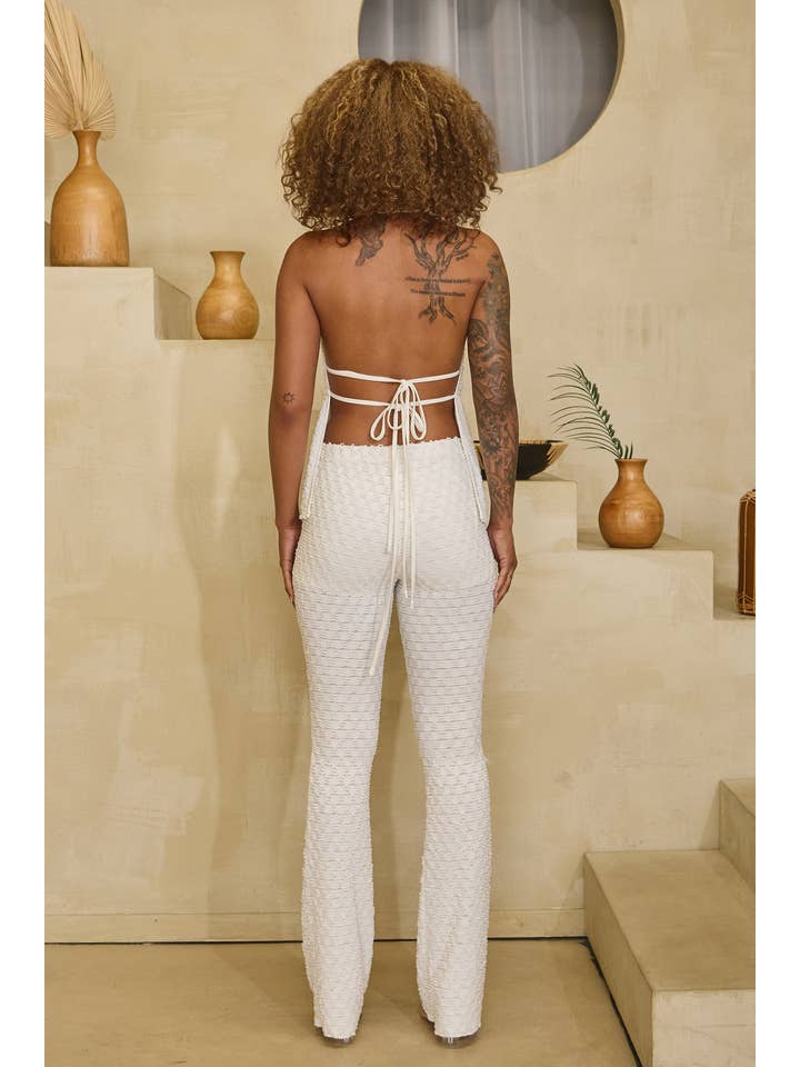 No Vacancy - Wholesale Blouse - Women's - Light textured back tie halter top