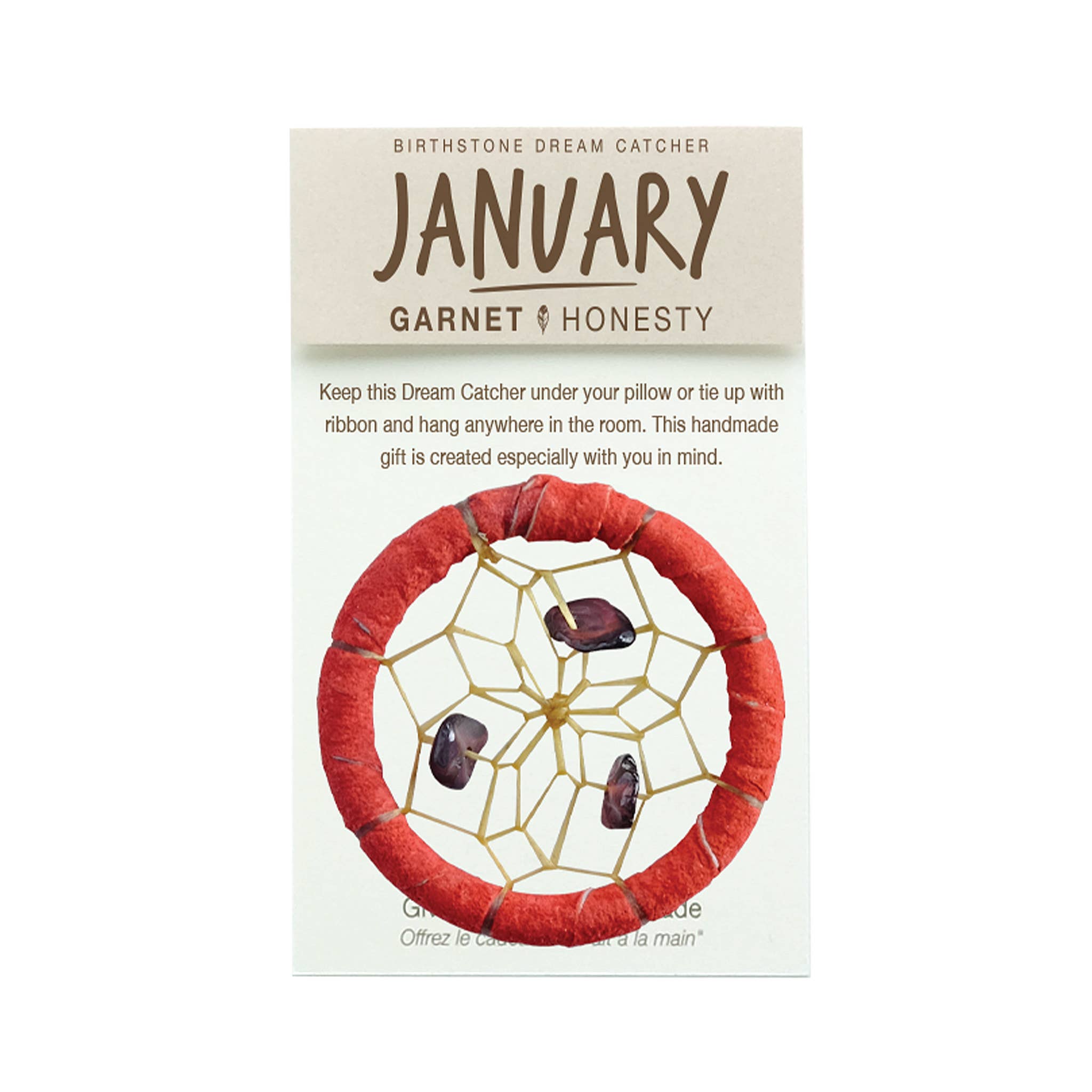 Monague Indigenous Crafts & Gifts - Wholesale Dream Catcher - 1.5" Birthstone Dream Catcher for January