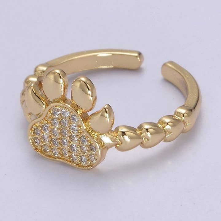 Aim Eternal - Wholesale Band/Stacked Ring - Gold Dog Cat Paw Ring, Designer Dog Cat Paw Ring, Unique Dog Cat Paw Ring, Dainty Band Ring, Sisters Gift,Best Friend Gift U-5020