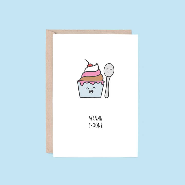 Carte d'Amour et de Soin : Tu veux une cuillère ? | Glace pour la vente par Hey Hunny