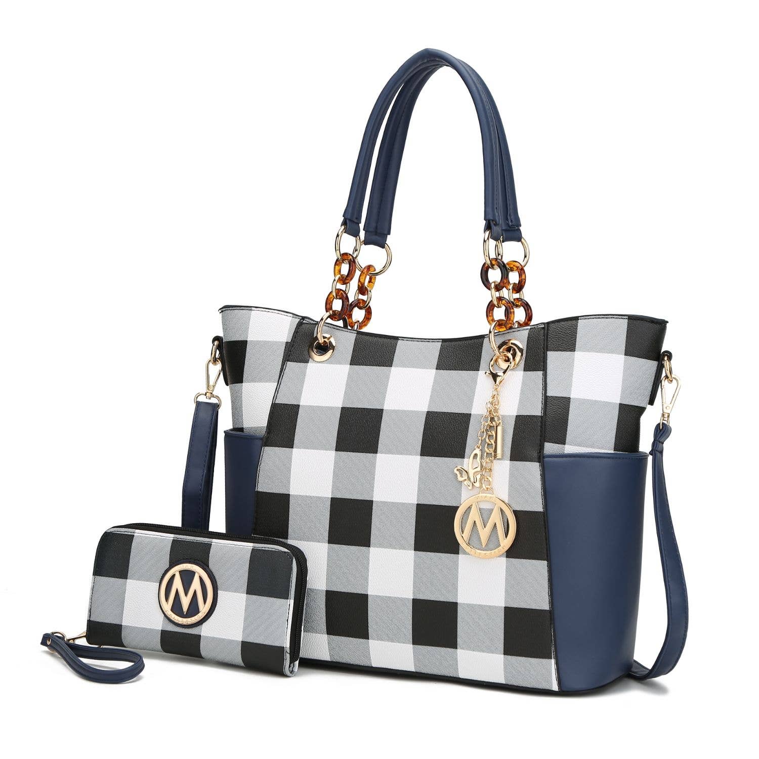 MKF Collection - Wholesale Tote Bag - Women's - MKF Mariely Checker Tote Bag & Wallet Set Women Handbag6