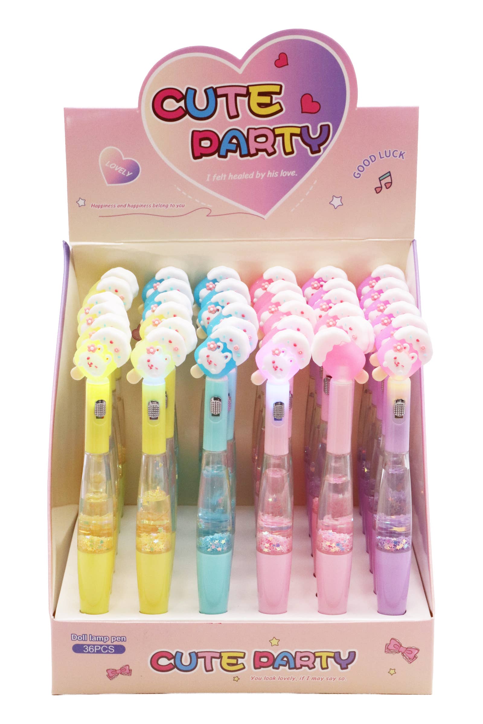 Cap Zone - Wholesale Pen - Bunny Popsicle LED Light-Up Glitter Liquid Pen - 36 pcs2