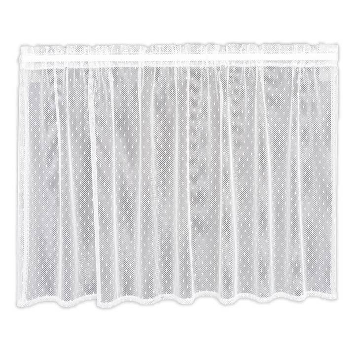 Point d'Esprit 60x36 White Ecru Lace Tier Curtain for wholesale by Heritage Lace