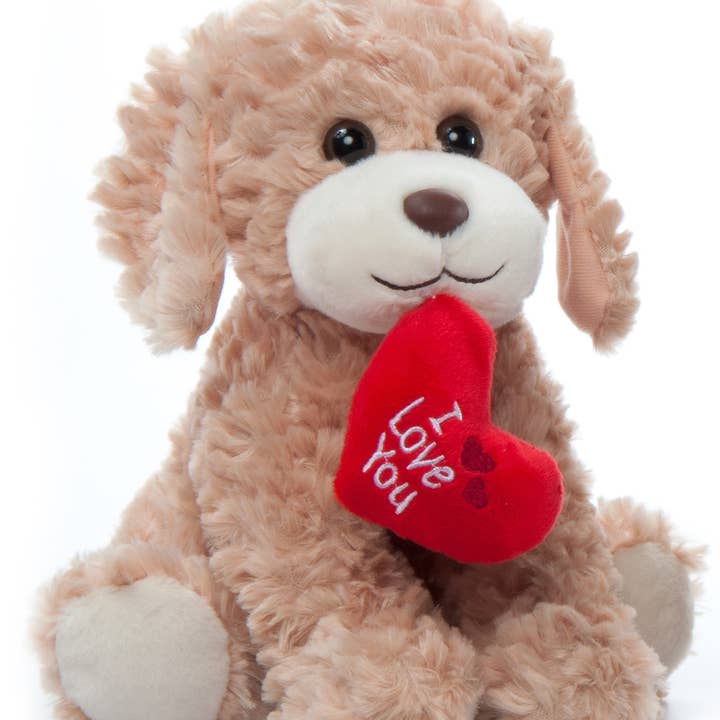 11" (27cm) Valentines Puppy Dog with I love you Heart for wholesale by The Petting Zoo