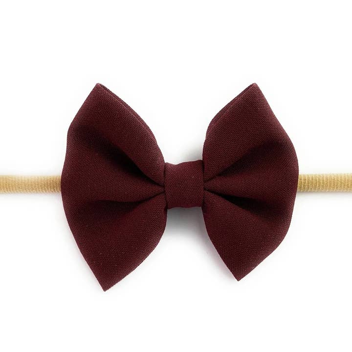 Baby Headband - Burgundy Christmas Bow Headband for Infant for wholesale by Baby Wisp