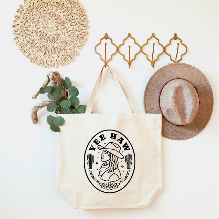Desert Collection Yee Haw Cactus Tote Bag 2 SIZES for wholesale by Love You a Latte Shop