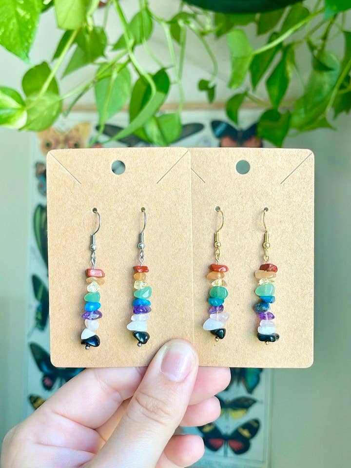 Simple Rainbow Crystal Earrings for wholesale by Bohindie Silver