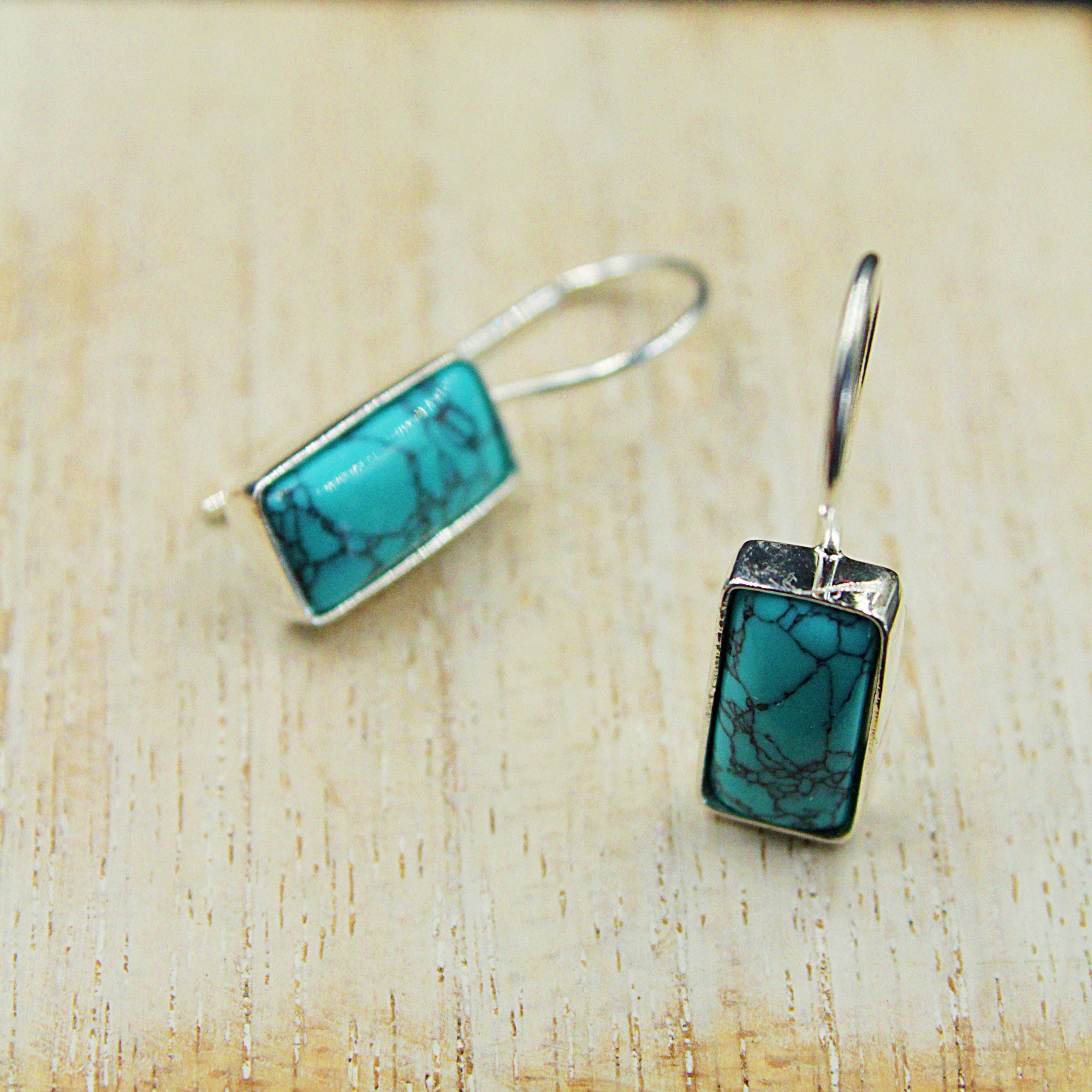 LA MAR - Wholesale Dangle Earrings - TURQUESA earrings with silver-plated design6