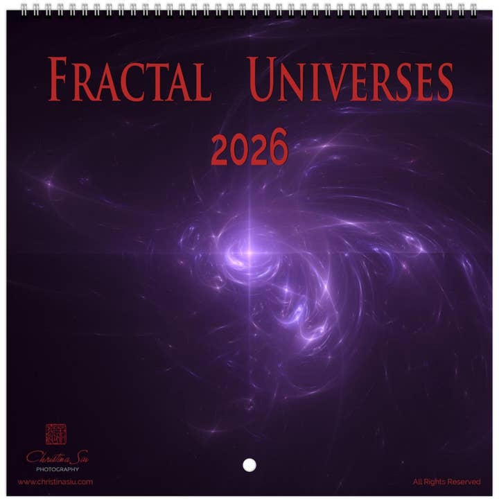 Calendrier mural carré des univers fractals 2026 (États-Unis et Canada) pour la vente par Christina Siu Photography