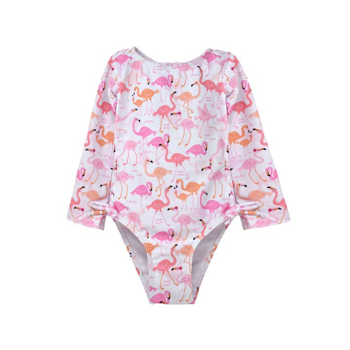 Flap Happy - Wholesale One Piece Swimsuit - Kids - Girls UPF50+ Charlie Long Sleeve Rash Guard Swimsuit (H)5