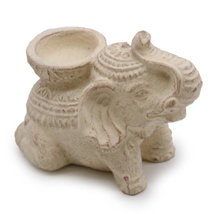 AWGifts Europe – wholesale Rökelsehållare – Elefant Rökelse & Ljusstake (grädde)