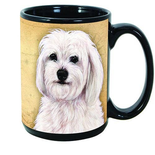 Lhasa Apso Brown Garden Party 15 Oz Black Coffee Cup Mug Dog and Cat Pet Gift For Extreme Animal Lovers!