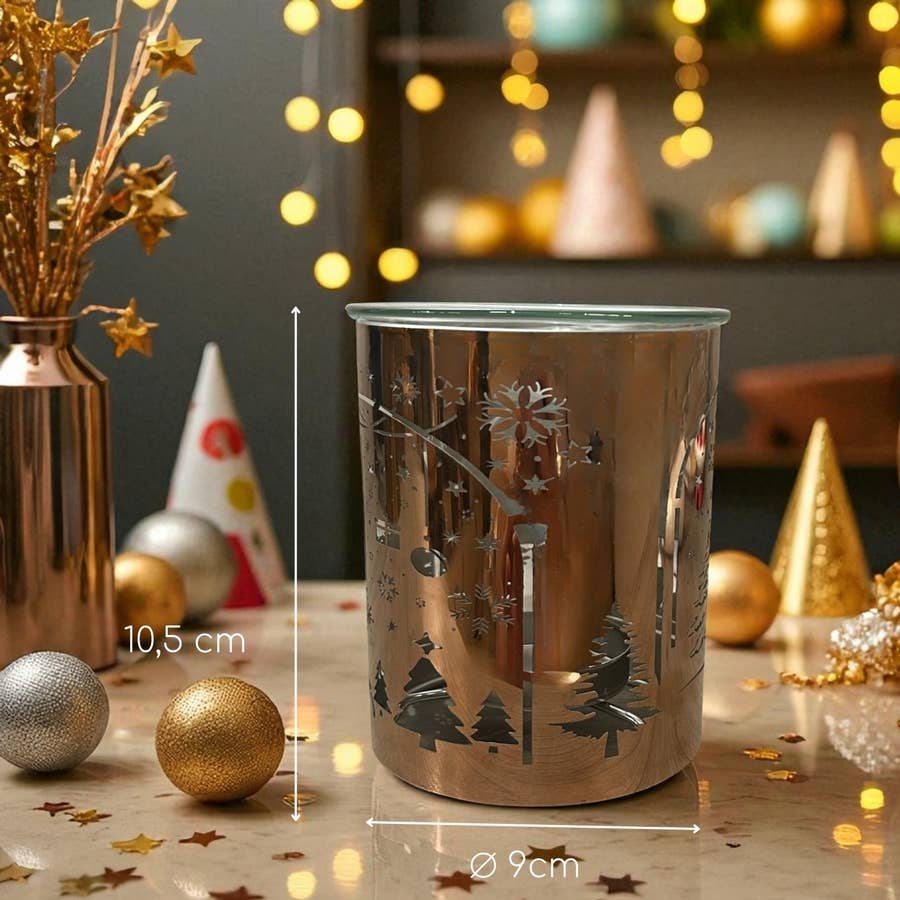 Zen'Arôme - Vendita all'ingrosso Scaldaolio - Brucia-profumo in metallo ramato – Arco di Natale laser12