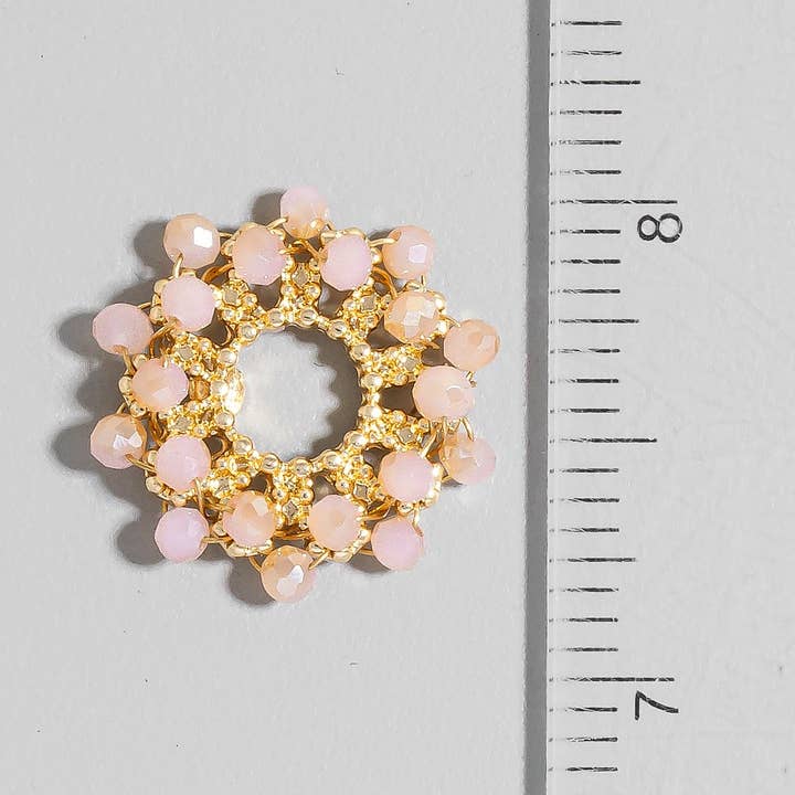The Looks by Fame Accessories - Wholesale Stud/Post Earrings - Cluster Faceted Glass Beaded Hoop Stud Earrings