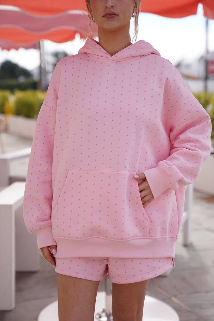 Sunkissed Coconut - Wholesale Hoodie - Women's - Light Pink Polka Dot Hoodie 100% Cotton13