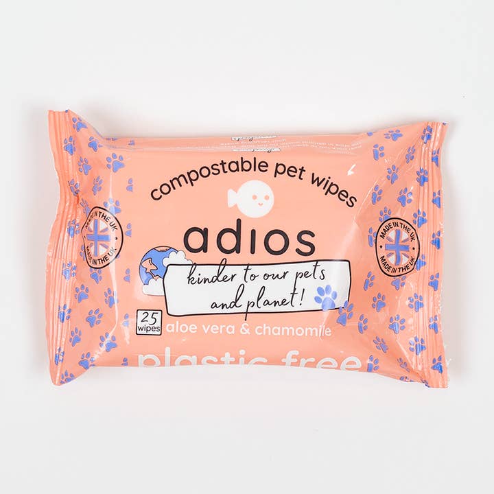 Compostable Pet Wipes (25 wipes) for wholesale by Adios Plastic