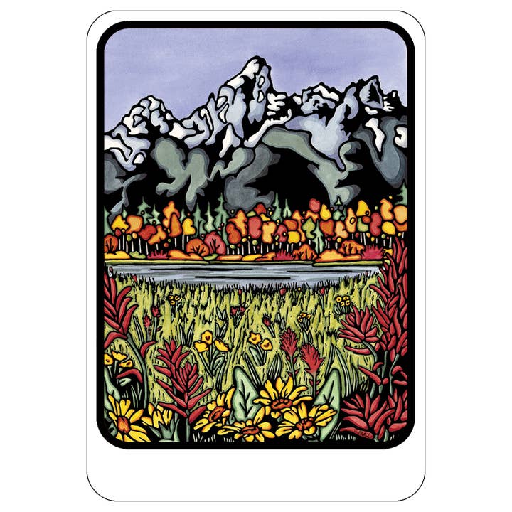 Name Dropped Sticker - Autumn Mountains for wholesale by Sarah Angst Art