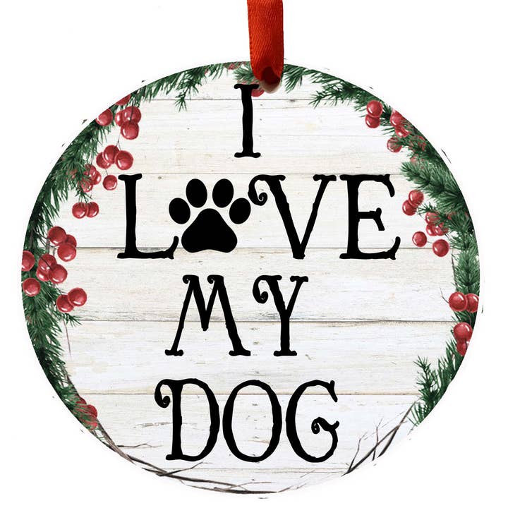 Ornement en céramique en forme de couronne « I Love My Dog » pour la vente par E&S Pets