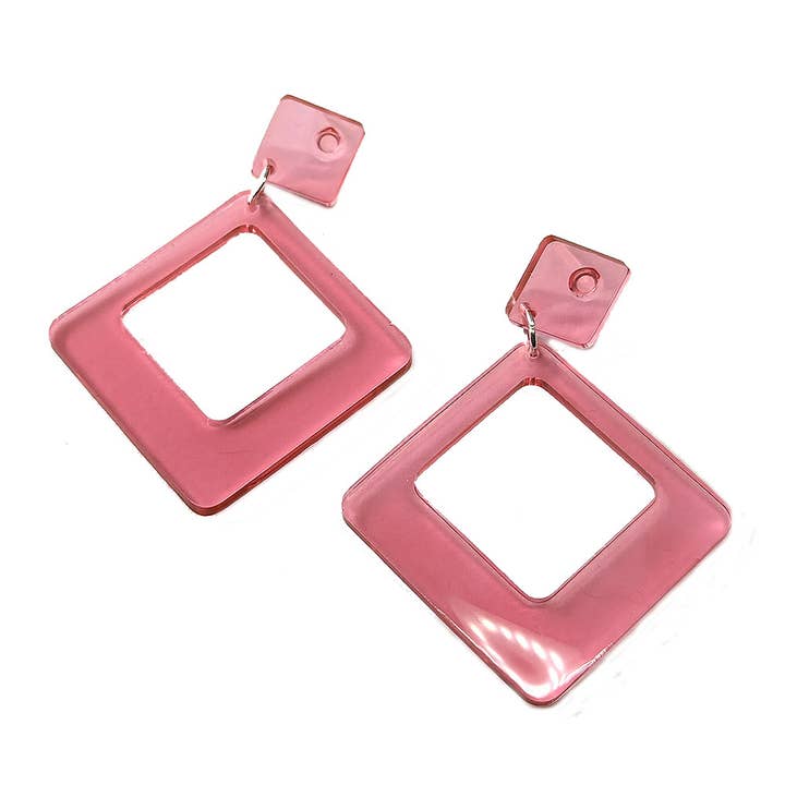 Colored Chunky Large Diamond Hoop Resin Earrings for wholesale by Stylish Jewelry Supply