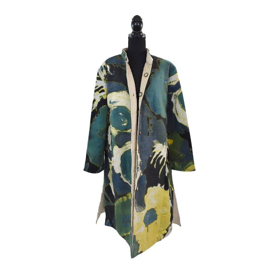 Dupatta Designs - Wholesale Trench Coat - Women's - Diana Handcrafted Floral Reversible Trench Coat1