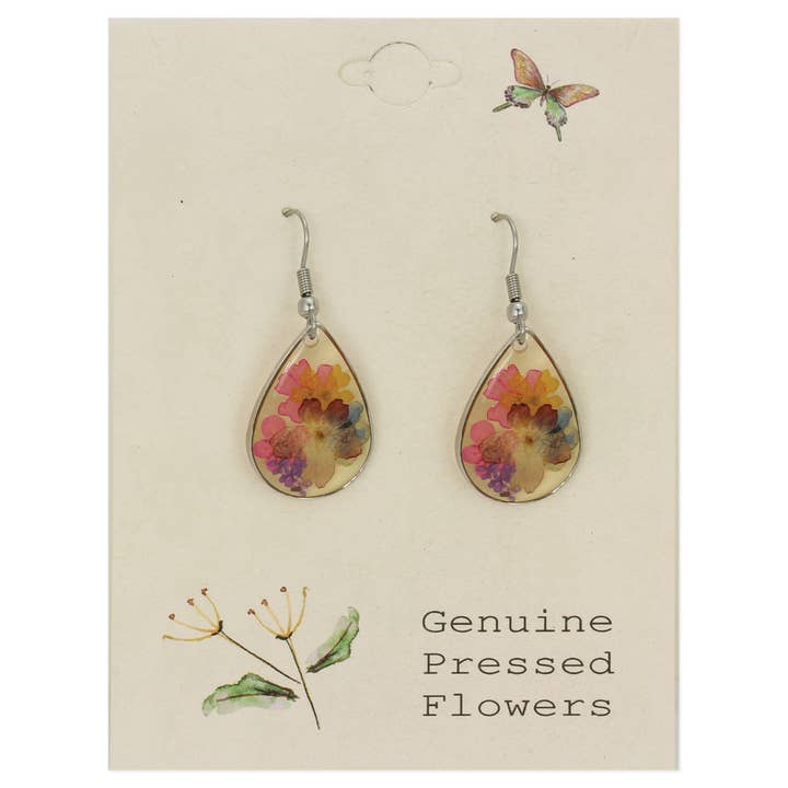 ZAD - Wholesale Dangle Earrings - Cottage Floral Multicolor Dried Flower Earrings