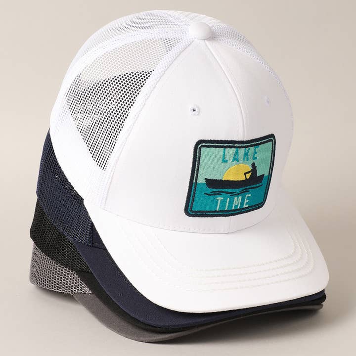 Fashion City - Wholesale Trucker Hat - Men's - Men's LAKETIME Embroidered Patch Baseball Cap with Mesh Back