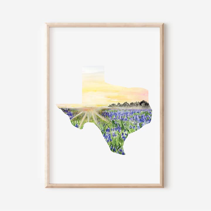 State of Texas Bluebonnets Kunstdruck | Vorbestellung für den Großhandel von 9+C Designs