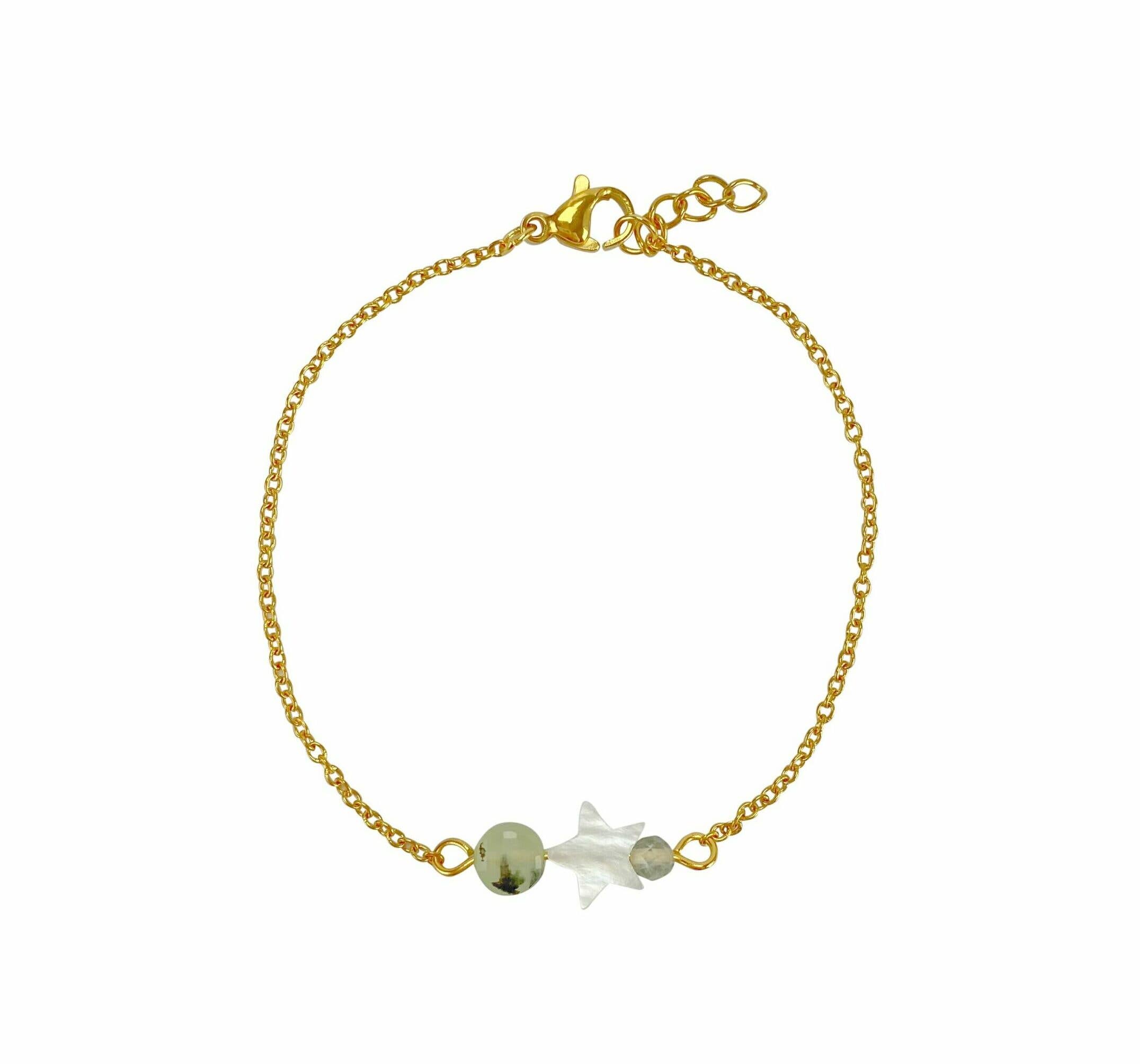 Saint Clairmont - Wholesale Charm/Dangle Bracelet - Shell Star & Prehnite Bracelet - Gold0