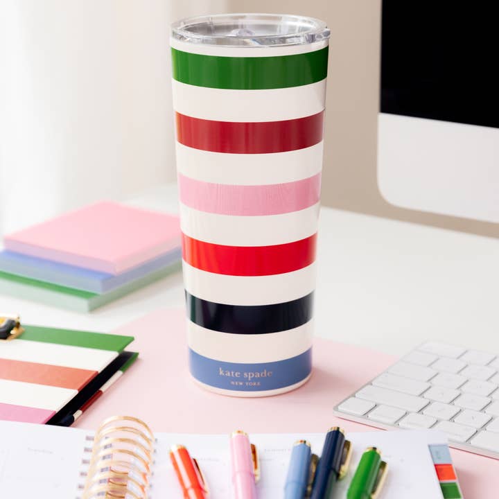 Kate Spade New York by Lifeguard Press - Wholesale Insulated Mug/Tumbler - Stainless Steel Tumbler, Adventure Stripe