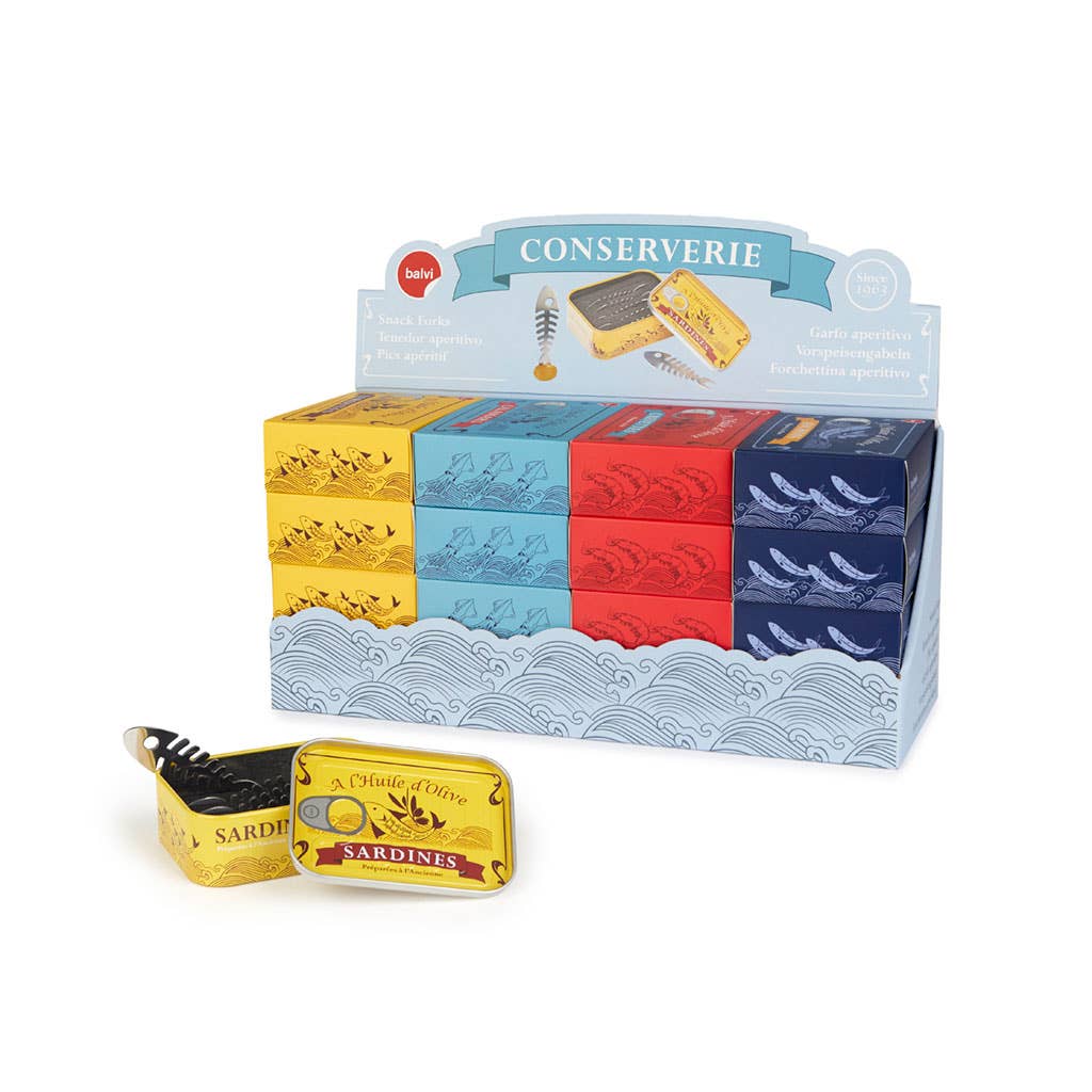 Balvi - Vendita all'ingrosso Antipastiera - Forchette per snack Conserverie Balvi in latta e acciaio inox, espositore 16 pezzi7