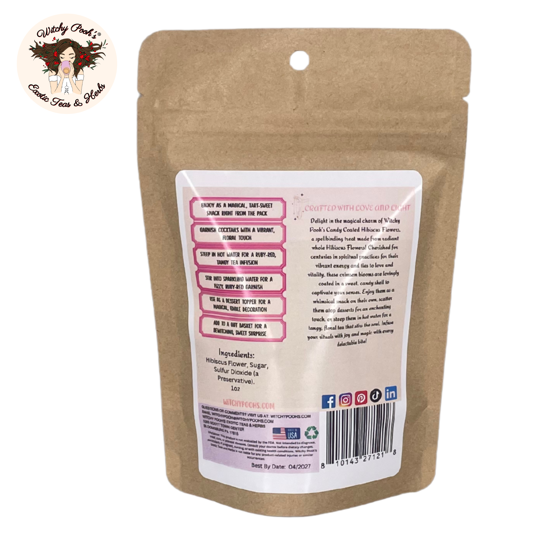 Witchy Pooh's Exotic Teas & Herbs – wholesale Fruit snacks – Witchy Pooh's Candy Hibiscus - Candy Coated Whole Hibiscus1