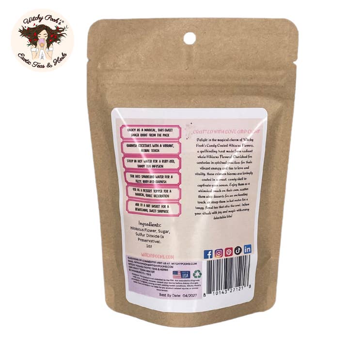Witchy Pooh's Exotic Teas & Herbs - Wholesale Fruit Snacks - Witchy Pooh's Candy Hibiscus - Candy Coated Whole Hibiscus1