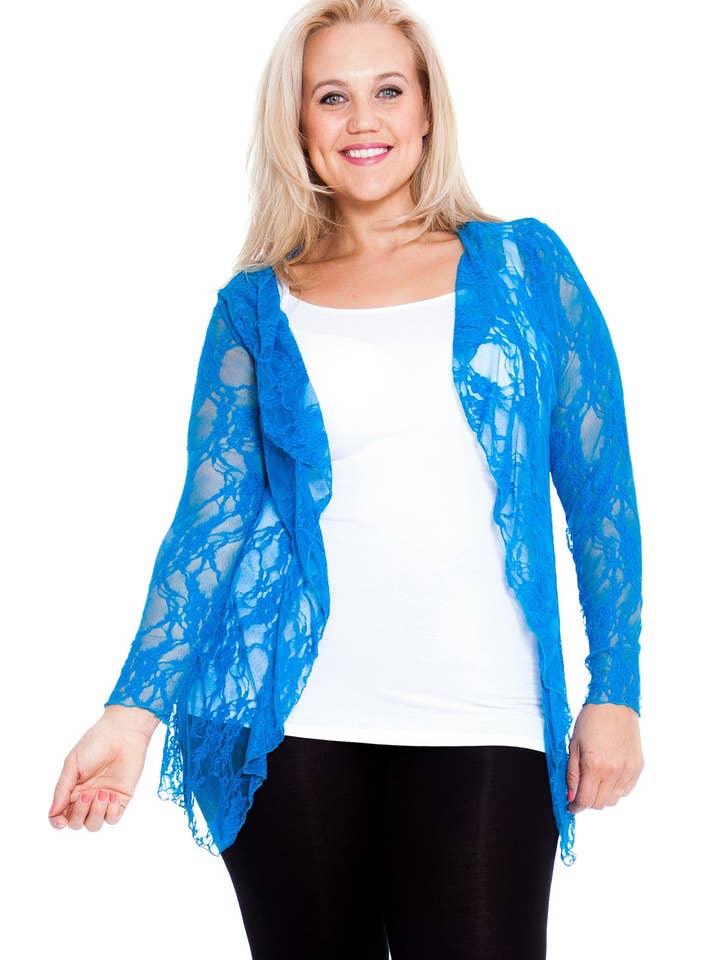 3055 Floral Lace Waterfall Longline Cardigan for wholesale by NOUVELLE