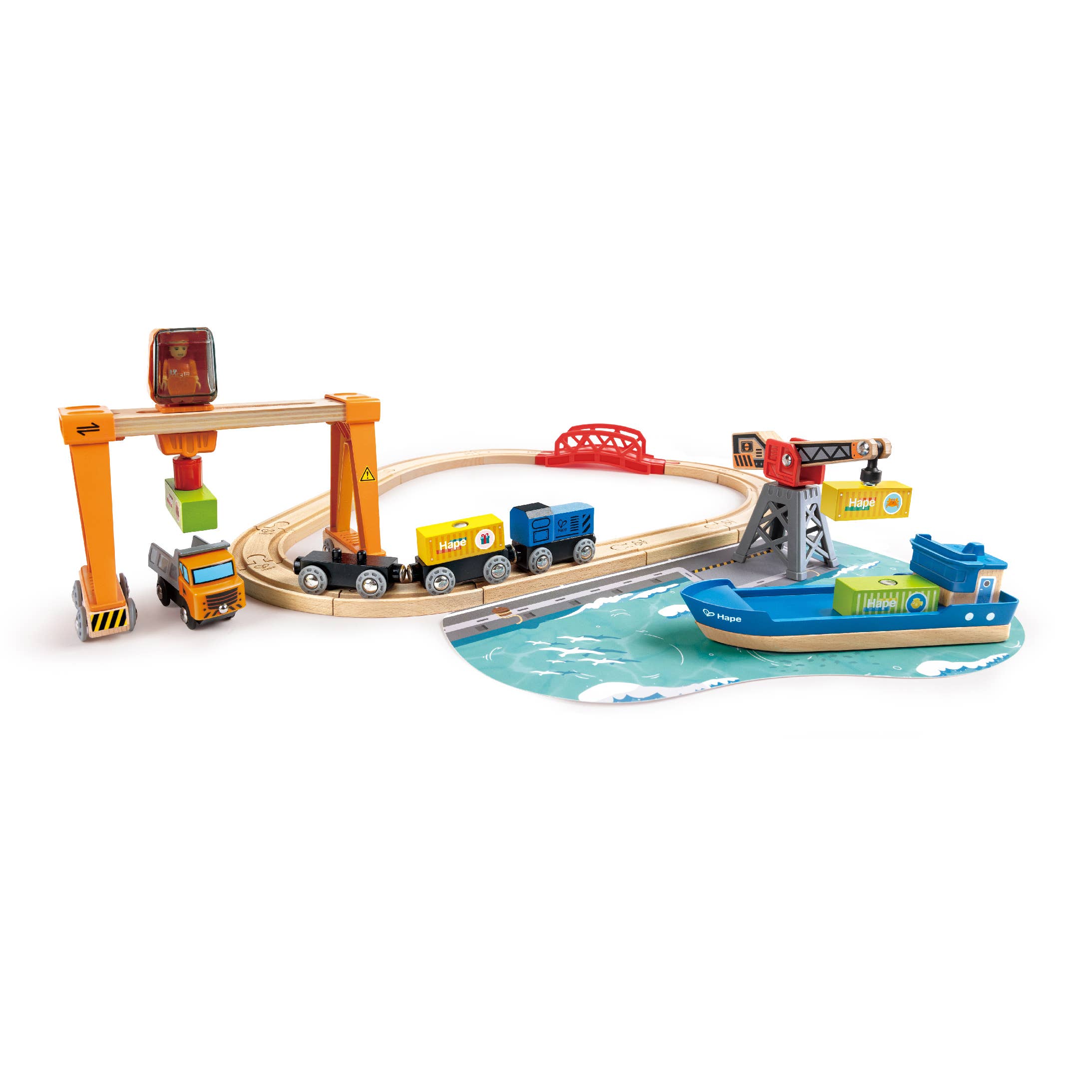 Hape Toys - Vente Lot de jouets – enfant - Navire de charge et grue2