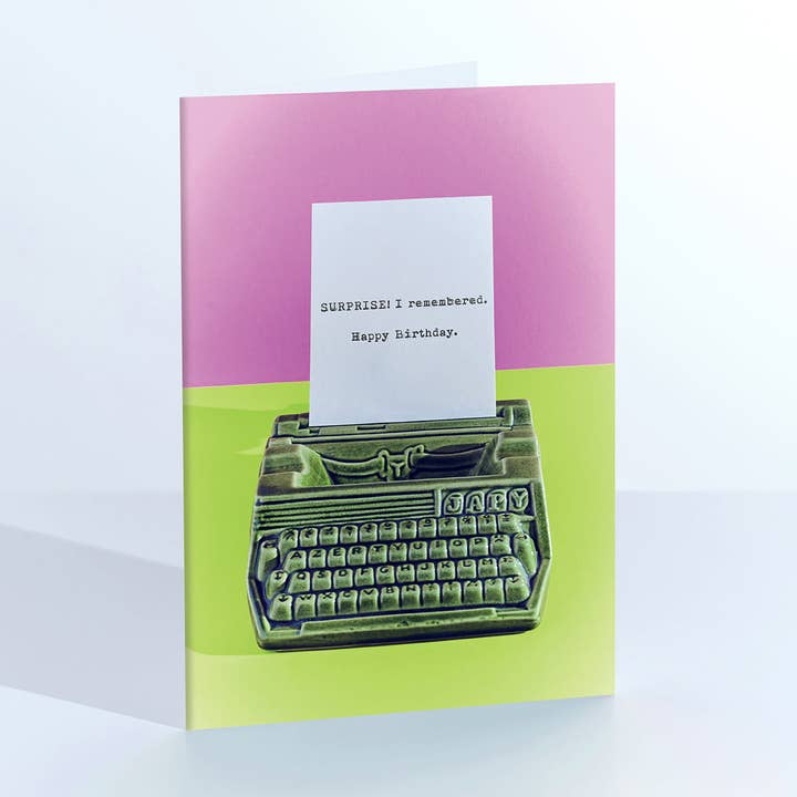 Ornament Art – wholesale Birthday card – Type Writer Birthday Surprise Greetings Card0